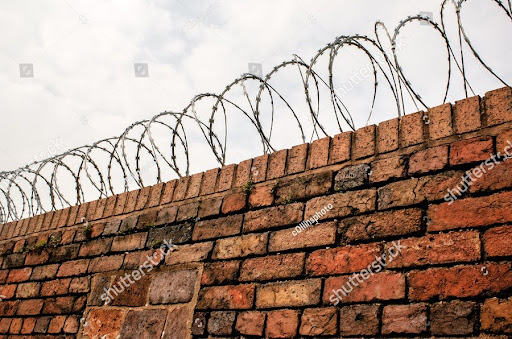 razor wire on wall